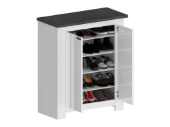 Hot Dmora Sapateira Dcittadin, Sapateira economizadora de espaço com 2 portas, Armário de entrada multifuncional, 84x42h100 cm, Branco e Ardósia Cinzento