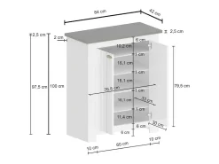Hot Dmora Sapateira Dcittadin, Sapateira economizadora de espaço com 2 portas, Armário de entrada multifuncional, 84x42h100 cm, Branco e Ardósia Cinzento