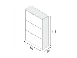 Móvel De Arrumação|Sapateira*Dmora Sapateira Dcosta, guarda-roupa com 3 portas sanfonadas, armário de dupla capacidade para até 18 pares de sapatos, 70x17h180 cm, Branco