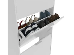 Móvel De Arrumação|Sapateira|Dmora Sapateira Dcosta, guarda-roupa com 3 portas sanfonadas, armário de dupla capacidade para até 18 pares de sapatos, 70x17h180 cm, brilhante Branco