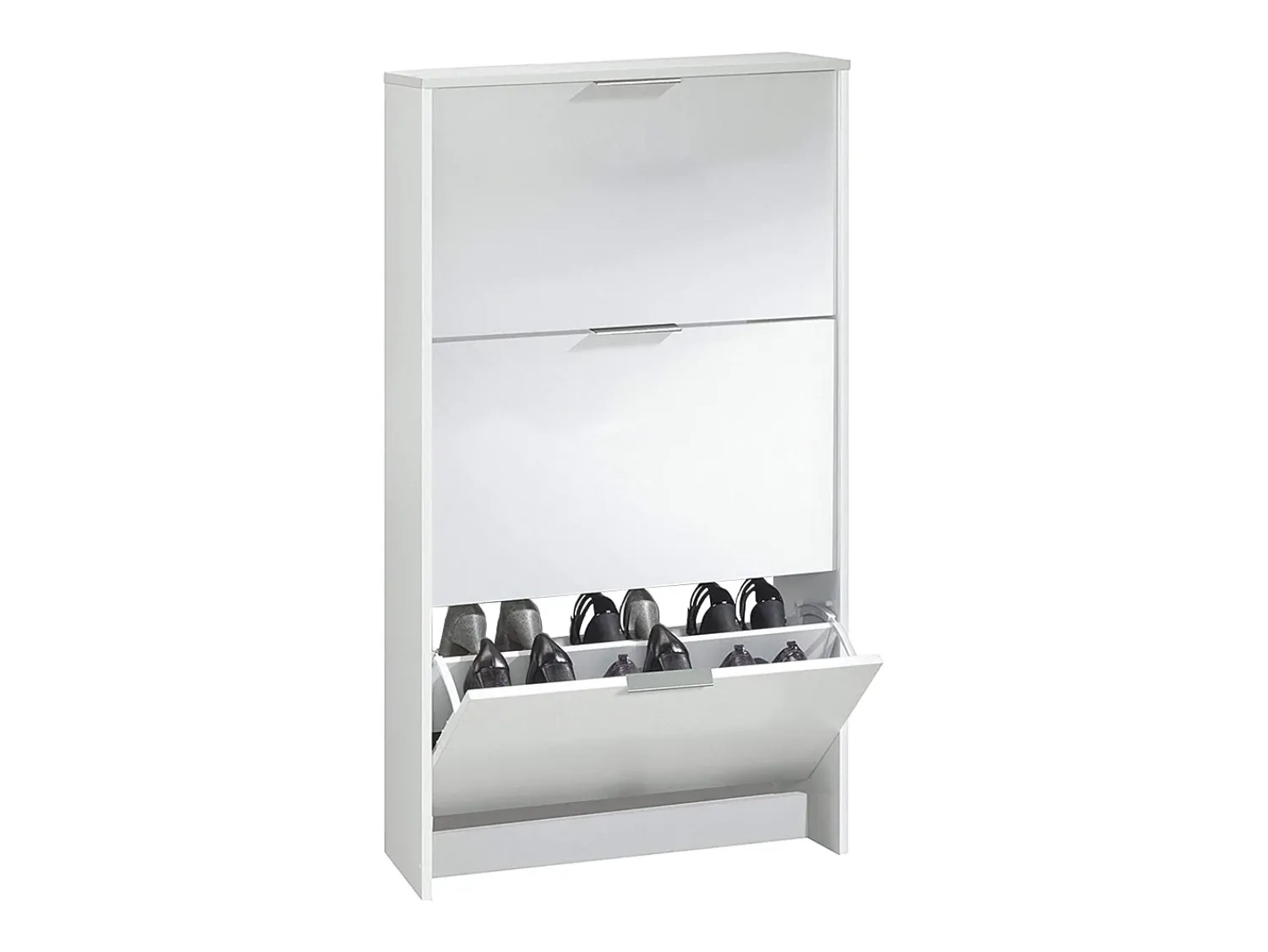 Móvel De Arrumação|Sapateira|Dmora Sapateira Dcosta, guarda-roupa com 3 portas sanfonadas, armário de dupla capacidade para até 18 pares de sapatos, 70x17h180 cm, brilhante Branco