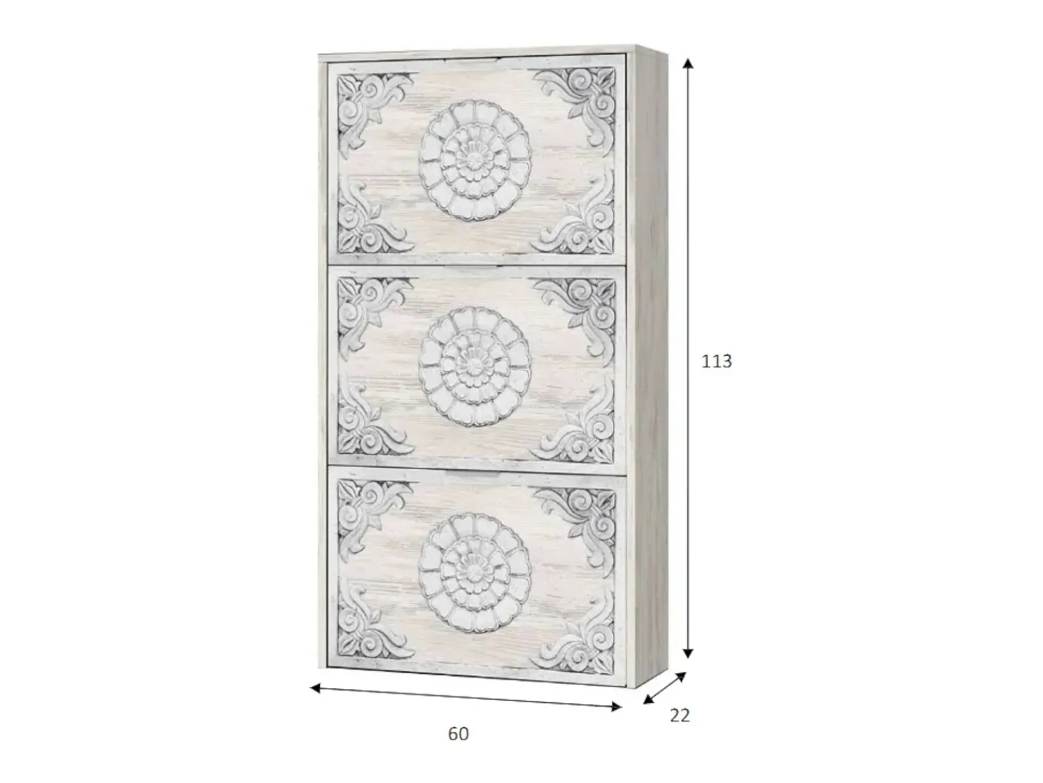 Móvel De Arrumação|Sapateira|Dmora Sapateira Dcosta, guarda-roupa com 3 portas sanfonadas, armário de dupla capacidade para até 18 pares de sapatos, 60x22h113 cm, antigo Branco