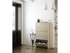 Dmora Sapateira Dcosta, Sapateira com 3 portas sanfonadas, Armário de dupla capacidade para até 18 pares de sapatos, 70x17h180 cm, Carvalho^ Móvel De Arrumação|Sapateira