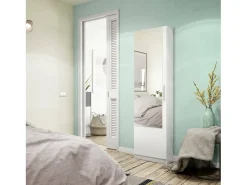 Dmora Sapateira Dcozzol, Sapateira alta com 1 porta, Sapateira moderna, Armário de entrada com espelho, 50x22h180 cm,^ Móvel De Arrumação|Sapateira