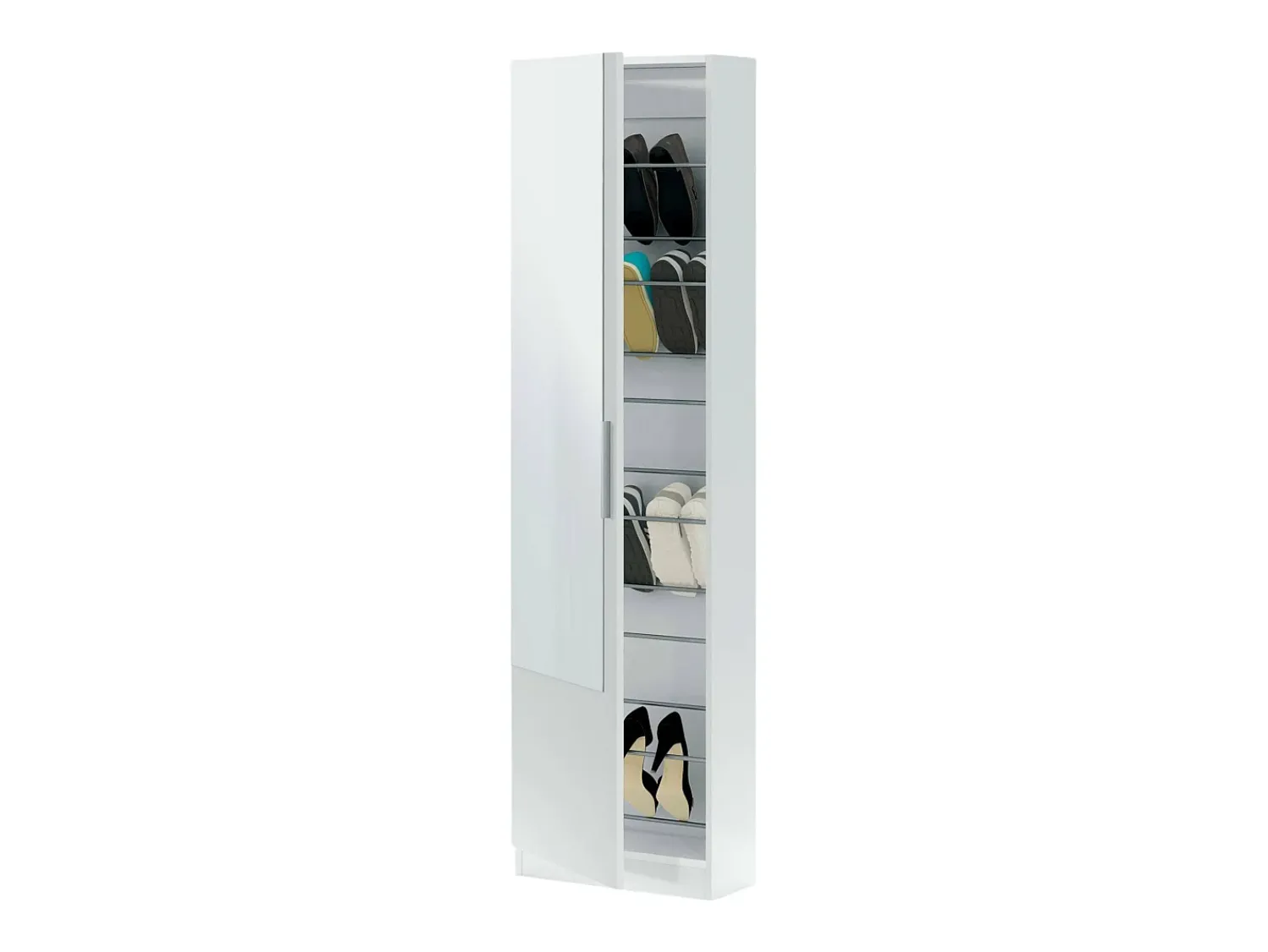 Dmora Sapateira Dcozzol, Sapateira alta com 1 porta, Sapateira moderna, Armário de entrada com espelho, 50x22h180 cm,^ Móvel De Arrumação|Sapateira