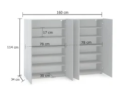 Outlet Dmora Sapateira DDilorenz, Armário de sapatos, Armário de entrada multiusos, Armário de calçado, Made in Italy, 160x34h115 cm, Cinza Cinzento