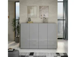 Outlet Dmora Sapateira DDilorenz, Armário de sapatos, Armário de entrada multiusos, Armário de calçado, Made in Italy, 160x34h115 cm, Cinza Cinzento