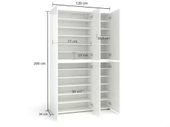 Móvel De Arrumação|Sapateira*Dmora Sapateira Ddomingue, Sapateira, Guarda-roupa da ingResso multiuso, Armário para calçado, Made in Italy, 122x34h200 cm, brilhante Branco