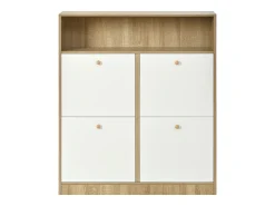 Clearance Merax Sapateira de 4 portas - 90 x 24 x 104,5 cm - com prateleiras abertas - para hall de entrada/corredor - MDF - natural + branco Natural claro