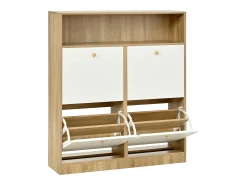 Clearance Merax Sapateira de 4 portas - 90 x 24 x 104,5 cm - com prateleiras abertas - para hall de entrada/corredor - MDF - natural + branco Natural claro