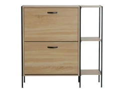 Móvel De Arrumação|Sapateira* Sapateira de corredor com 2 portas e prateleiras, carvalho cambriano-preto, 88x105,5x24 cm Preto / Natural claro