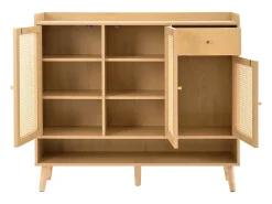 Móvel De Arrumação|Sapateira*Merax Sapateira de vime - 120 x 35 x 106 cm - com 3 portas + 1 gaveta + 5 prateleiras - aglomerado - natural Natural claro