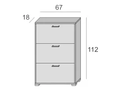 Dmora Sapateira Dferrari, móvel de entrada multiuso com 3 portas sanfonadas, sapateira moderna, 100% Made in Italy, 67x18h112 cm, e Cimento^ Móvel De Arrumação|Sapateira