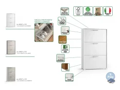 Dmora Sapateira Dferrari, móvel de entrada multiuso com 3 portas sanfonadas, sapateira moderna, 100% Made in Italy, 67x18h112 cm, e Cimento^ Móvel De Arrumação|Sapateira