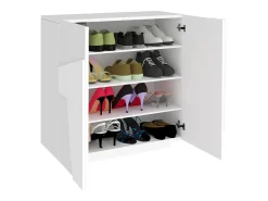 Móvel De Arrumação|Sapateira|Dmora Sapateira Dfogl, Armário multiuso com 2 portas, Sapateira de entrada, 100% Fabricado na Itália, 81x38h86 cm, brilhante com detalhe Branco