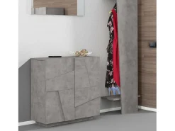 Móvel De Arrumação|Sapateira*Dmora Sapateira Dfogl, Armário multiuso com 2 portas, Sapateira de entrada, 100% Fabricado na Itália, 81x38h86 cm, Cimento com detalhe Cinzento claro