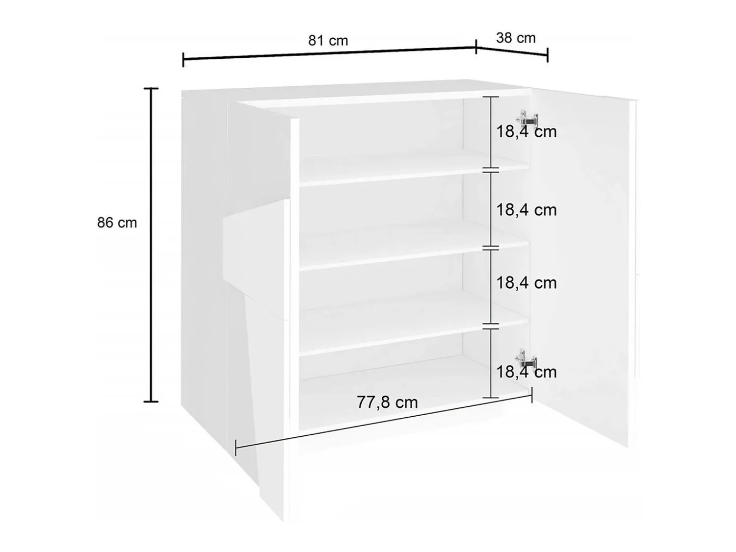 Móvel De Arrumação|Sapateira*Dmora Sapateira Dfogl, Armário multiuso com 2 portas, Sapateira de entrada, 100% Fabricado na Itália, 81x38h86 cm, Cimento com detalhe Cinzento claro