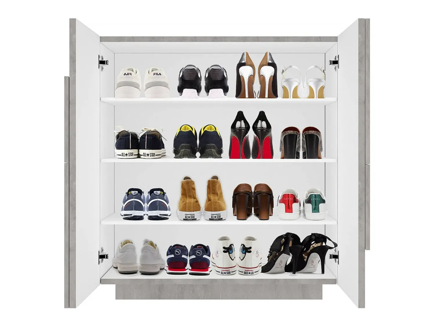 Móvel De Arrumação|Sapateira*Dmora Sapateira Dfogl, Armário multiuso com 2 portas, Sapateira de entrada, 100% Fabricado na Itália, 81x38h86 cm, Cimento com detalhe Cinzento claro