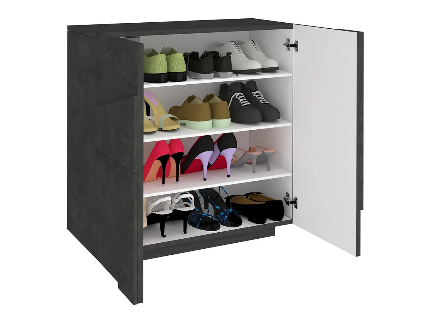 Móvel De Arrumação|Sapateira|Dmora Sapateira Dfogl, Armário multiuso com 2 portas, Sapateira de entrada, 100% Fabricado na Itália, 81x38h86 cm, Ardósia com detalhe Cinzento