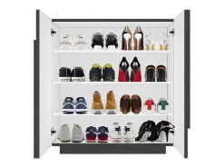Móvel De Arrumação|Sapateira|Dmora Sapateira Dfogl, Armário multiuso com 2 portas, Sapateira de entrada, 100% Fabricado na Itália, 81x38h86 cm, Ardósia com detalhe Cinzento