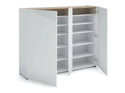 Online Dmora Sapateira Dgalderis, Armário de sapato, Armário de entrada multiuso, Armário de calçado, Made in Italy, 145x35h115 cm, brilhante e carvalho Branco