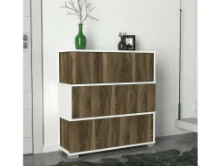 Dmora Sapateira Dgallopp, Armário de sapato, Armário de entrada multiuso, Armário de calçado, 90x30h93 cm, Branco e Nogueira^ Móvel De Arrumação|Sapateira
