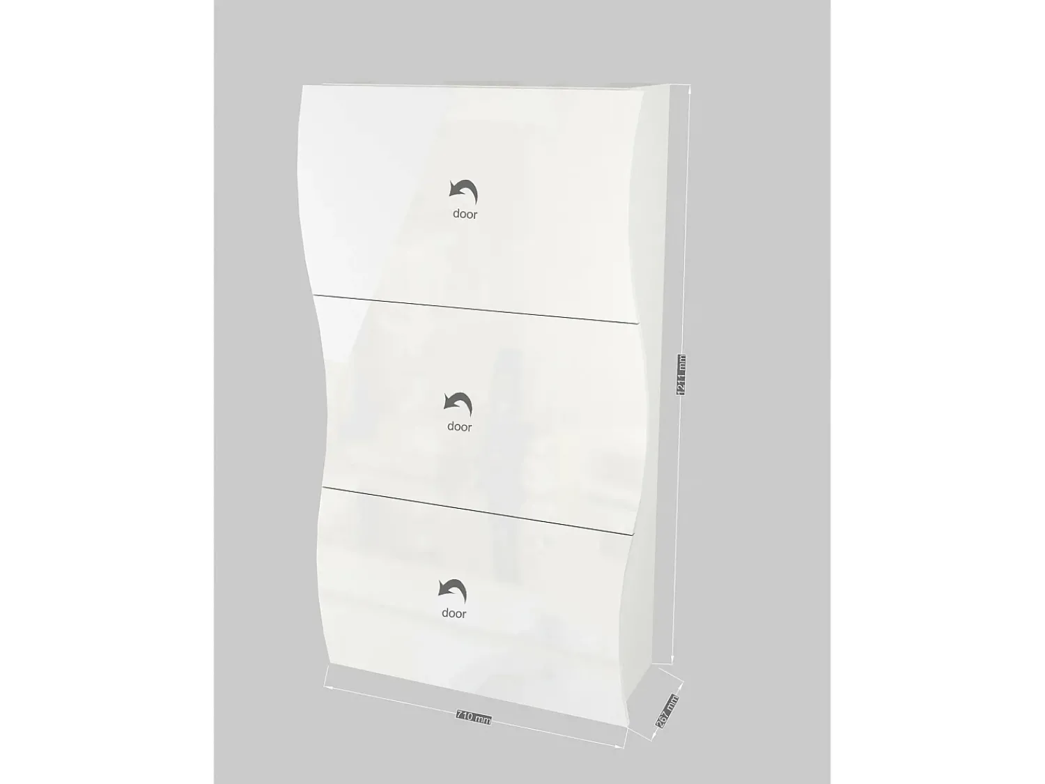 Dmora Sapateira Dgan, Armário multiuso com 3 portas, Sapateira de entrada, 100% Fabricado na Itália, 71x27h122 cm, brilhante^ Móvel De Arrumação|Sapateira