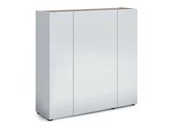 Móvel De Arrumação|Sapateira|Dmora Sapateira Dgarritan, porta-sapatilhas móvelE, Armário de entrada multiusos, Armário para calçado, Made in Italy, 116x35h115 cm, brilhante e carvalho Branco