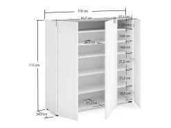 Móvel De Arrumação|Sapateira|Dmora Sapateira Dgarritan, porta-sapatilhas móvelE, Armário de entrada multiusos, Armário para calçado, Made in Italy, 116x35h115 cm, brilhante e carvalho Branco