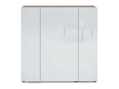 Móvel De Arrumação|Sapateira|Dmora Sapateira Dgarritan, porta-sapatilhas móvelE, Armário de entrada multiusos, Armário para calçado, Made in Italy, 116x35h115 cm, brilhante e carvalho Branco