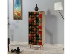 Dmora Sapateira DgranDin, armário de sapatos, armário de entrada multiusos, armário de calçado, 50x38h135 cm, carvalho e multicolorido^ Móvel De Arrumação|Sapateira