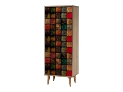 Dmora Sapateira DgranDin, armário de sapatos, armário de entrada multiusos, armário de calçado, 50x38h135 cm, carvalho e multicolorido^ Móvel De Arrumação|Sapateira