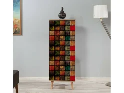 Dmora Sapateira DgranDin, armário de sapatos, armário de entrada multiusos, armário de calçado, 50x38h135 cm, carvalho e multicolorido^ Móvel De Arrumação|Sapateira