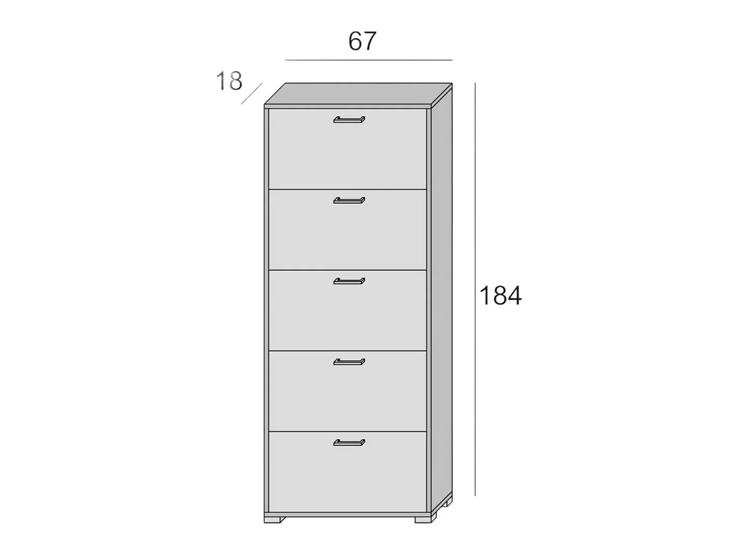 Outlet Dmora Sapateira Dgratto, móvel de entrada polivalente com 5 portas sanfonadas, sapateira moderna, 100% Fabricado na Itália, 67x18h184 cm, Cimento e Branco Cinzento