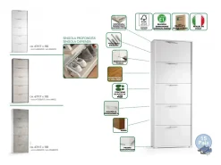 Dmora Sapateira Dgratto, Móvel de entrada multiuso com 5 portas sanfonadas, Sapateira moderna, 100% Fabricado na Itália, 67x18h184 cm,^ Móvel De Arrumação|Sapateira