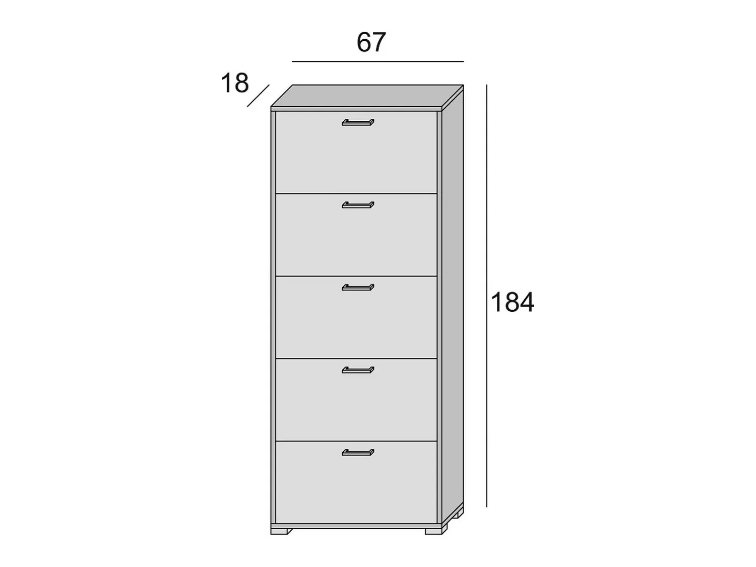 New Dmora Sapateira Dgratto, Móvel de entrada multiuso com 5 portas sanfonadas, Sapateira moderna, 100% Fabricado na Itália, 67x18h184 cm, Lariço Castanho