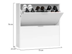 Dmora Sapateira Dighina, Sapateira com 2 portas dobráveis, Sapateira de entrada baixa, Armário baixo, 75x22h76 cm,^ Móvel De Arrumação|Sapateira