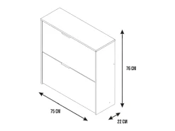 Dmora Sapateira Dighina, Sapateira com 2 portas dobráveis, Sapateira de entrada baixa, Armário baixo, 75x22h76 cm,^ Móvel De Arrumação|Sapateira