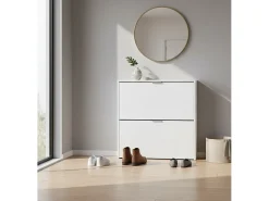 Dmora Sapateira Dighina, Sapateira com 2 portas dobráveis, Sapateira de entrada baixa, Armário baixo, 75x22h76 cm,^ Móvel De Arrumação|Sapateira