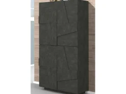 Móvel De Arrumação|Sapateira|Dmora Sapateira Dlerd, Armário multiuso com 4 portas articuladas, Sapateira de entrada, 100% Fabricado na Itália, 81x38h167 cm, Ardósia Cinzento