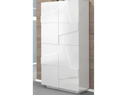 Móvel De Arrumação|Sapateira*Dmora Sapateira Dlerd, Armário multiuso com 4 portas articuladas, Sapateira de entrada, 100% Fabricado na Itália, 81x38h167 cm, brilhante Branco