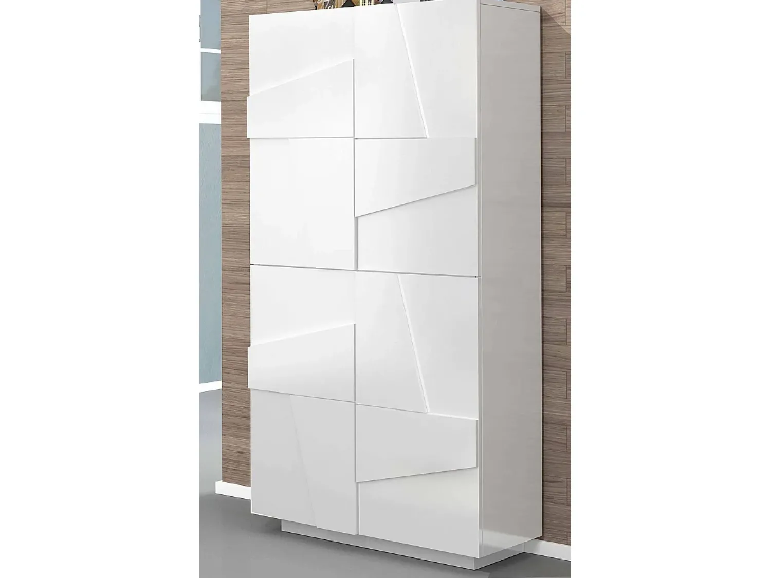 Móvel De Arrumação|Sapateira*Dmora Sapateira Dlerd, Armário multiuso com 4 portas articuladas, Sapateira de entrada, 100% Fabricado na Itália, 81x38h167 cm, brilhante Branco