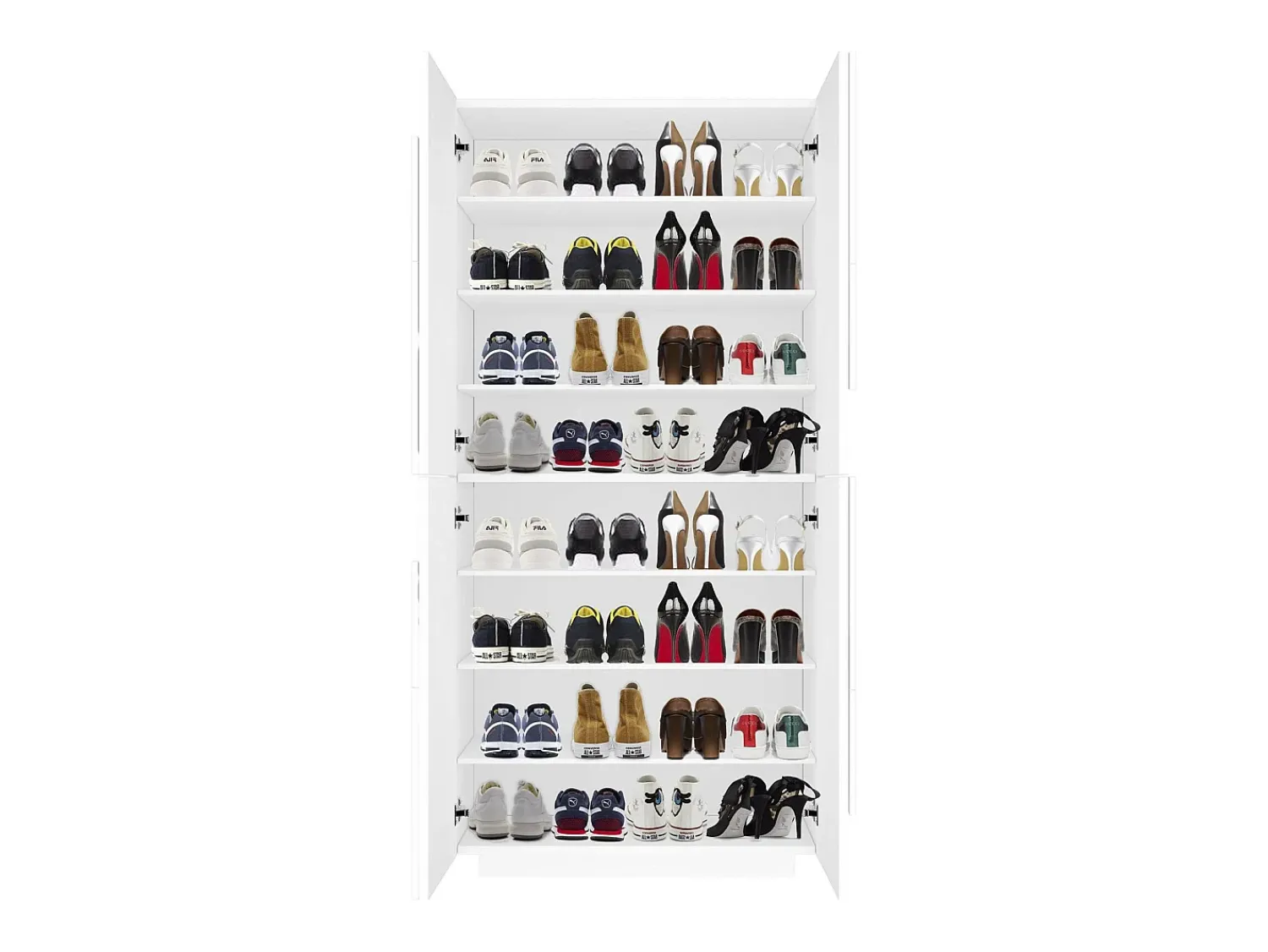 Móvel De Arrumação|Sapateira*Dmora Sapateira Dlerd, Armário multiuso com 4 portas articuladas, Sapateira de entrada, 100% Fabricado na Itália, 81x38h167 cm, brilhante Branco