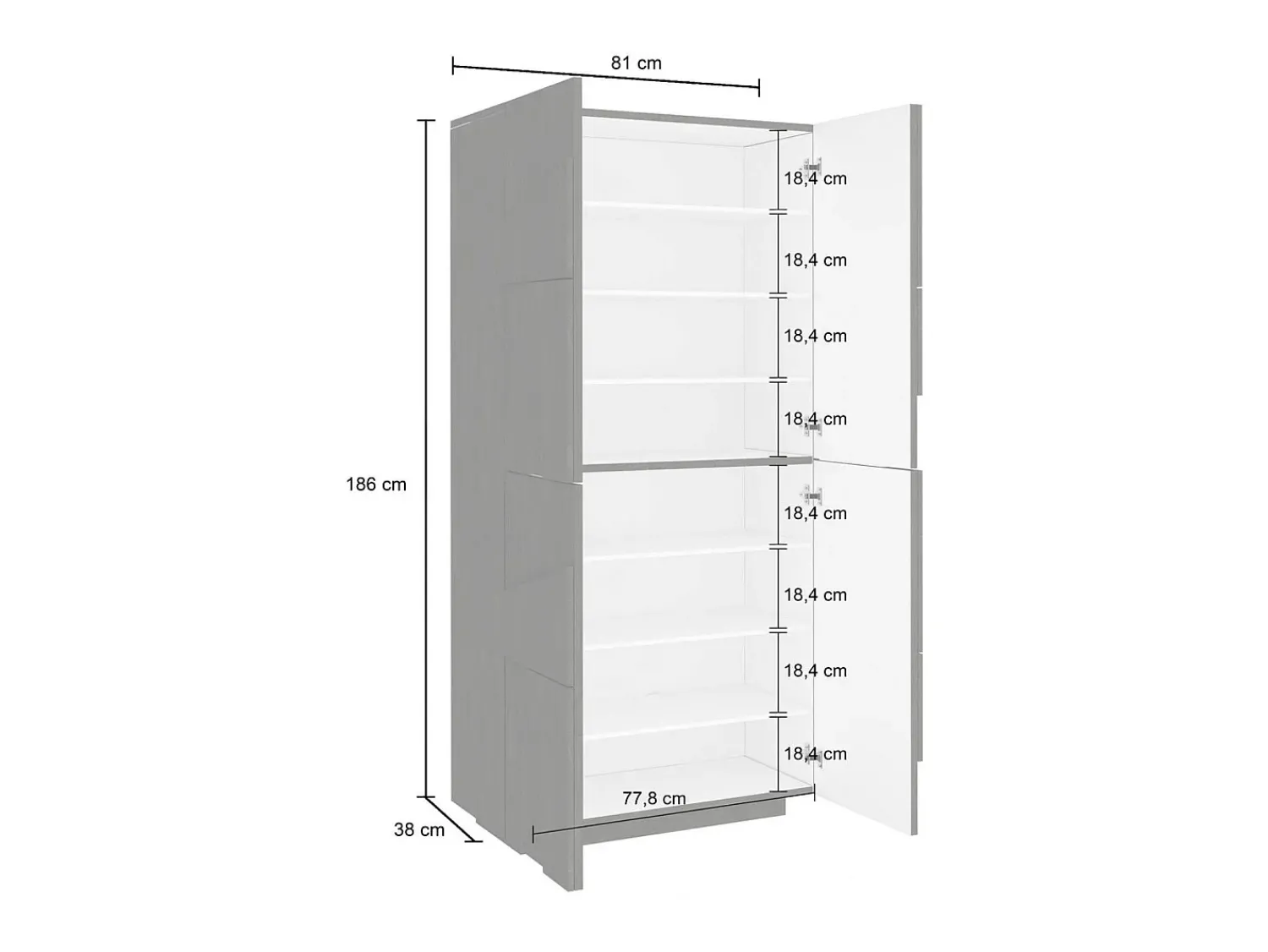 Móvel De Arrumação|Sapateira*Dmora Sapateira Dlerd, Armário multiuso com 4 portas articuladas, Sapateira de entrada, 100% Fabricado na Itália, 81x38h167 cm, brilhante Branco