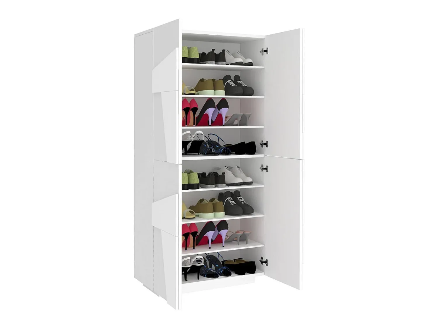 Móvel De Arrumação|Sapateira*Dmora Sapateira Dlerd, Armário multiuso com 4 portas articuladas, Sapateira de entrada, 100% Fabricado na Itália, 81x38h167 cm, brilhante Branco