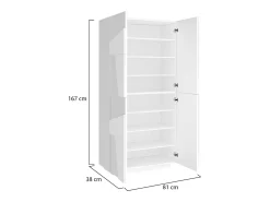 Móvel De Arrumação|Sapateira*Dmora Sapateira Dlerd, Armário multiuso com 4 portas articuladas, Sapateira de entrada, 100% Fabricado na Itália, 81x38h167 cm, brilhante Branco