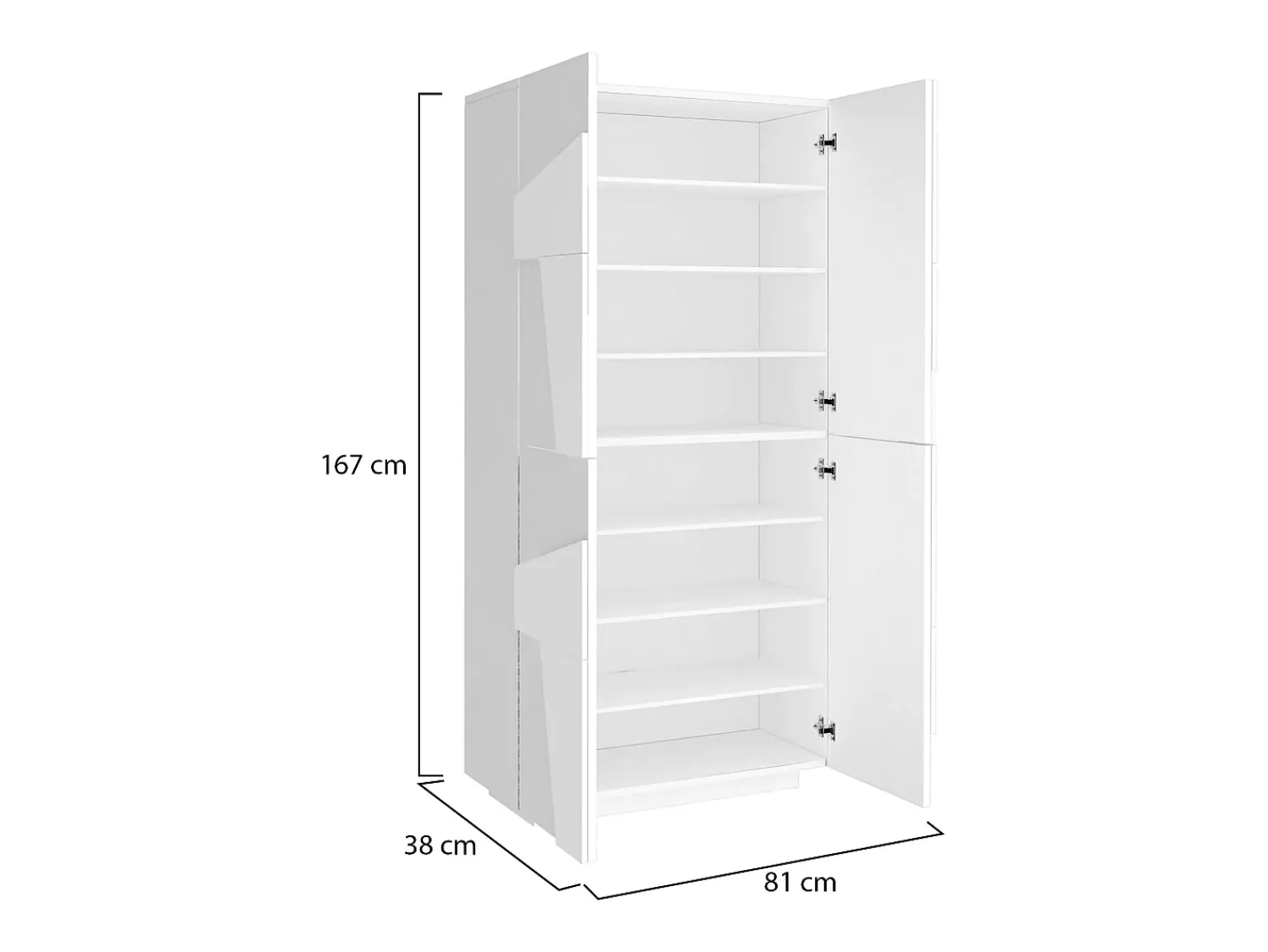 Móvel De Arrumação|Sapateira*Dmora Sapateira Dlerd, Armário multiuso com 4 portas articuladas, Sapateira de entrada, 100% Fabricado na Itália, 81x38h167 cm, brilhante Branco