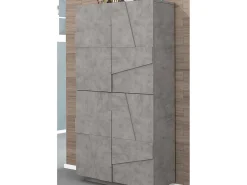 Best Dmora Sapateira Dlerd, Armário multiuso com 4 portas articuladas, Sapateira de entrada, 100% Fabricado na Itália, 81x38h167 cm, Cimento Cinzento