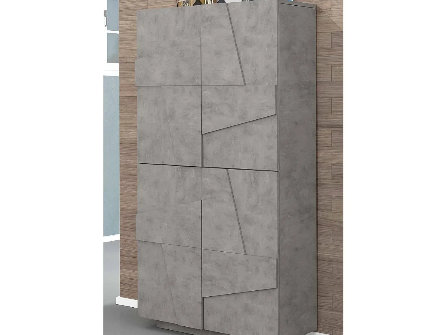 Best Dmora Sapateira Dlerd, Armário multiuso com 4 portas articuladas, Sapateira de entrada, 100% Fabricado na Itália, 81x38h167 cm, Cimento Cinzento