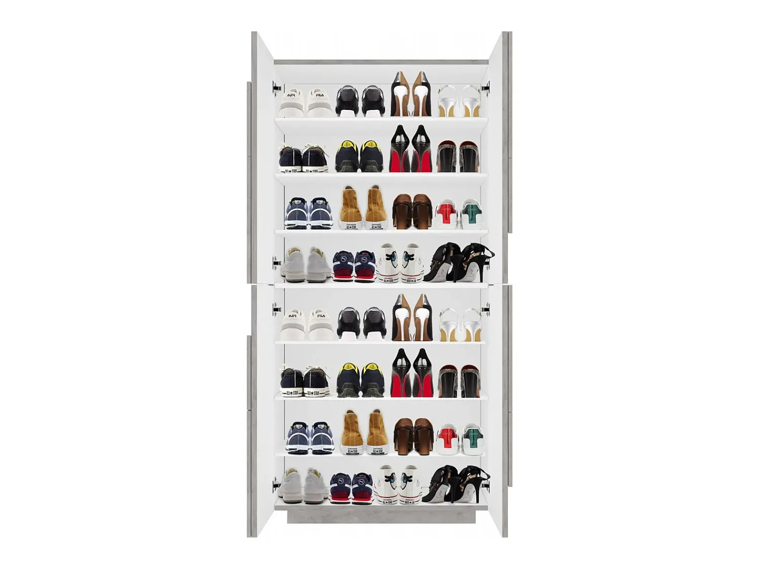 Best Dmora Sapateira Dlerd, Armário multiuso com 4 portas articuladas, Sapateira de entrada, 100% Fabricado na Itália, 81x38h167 cm, Cimento Cinzento